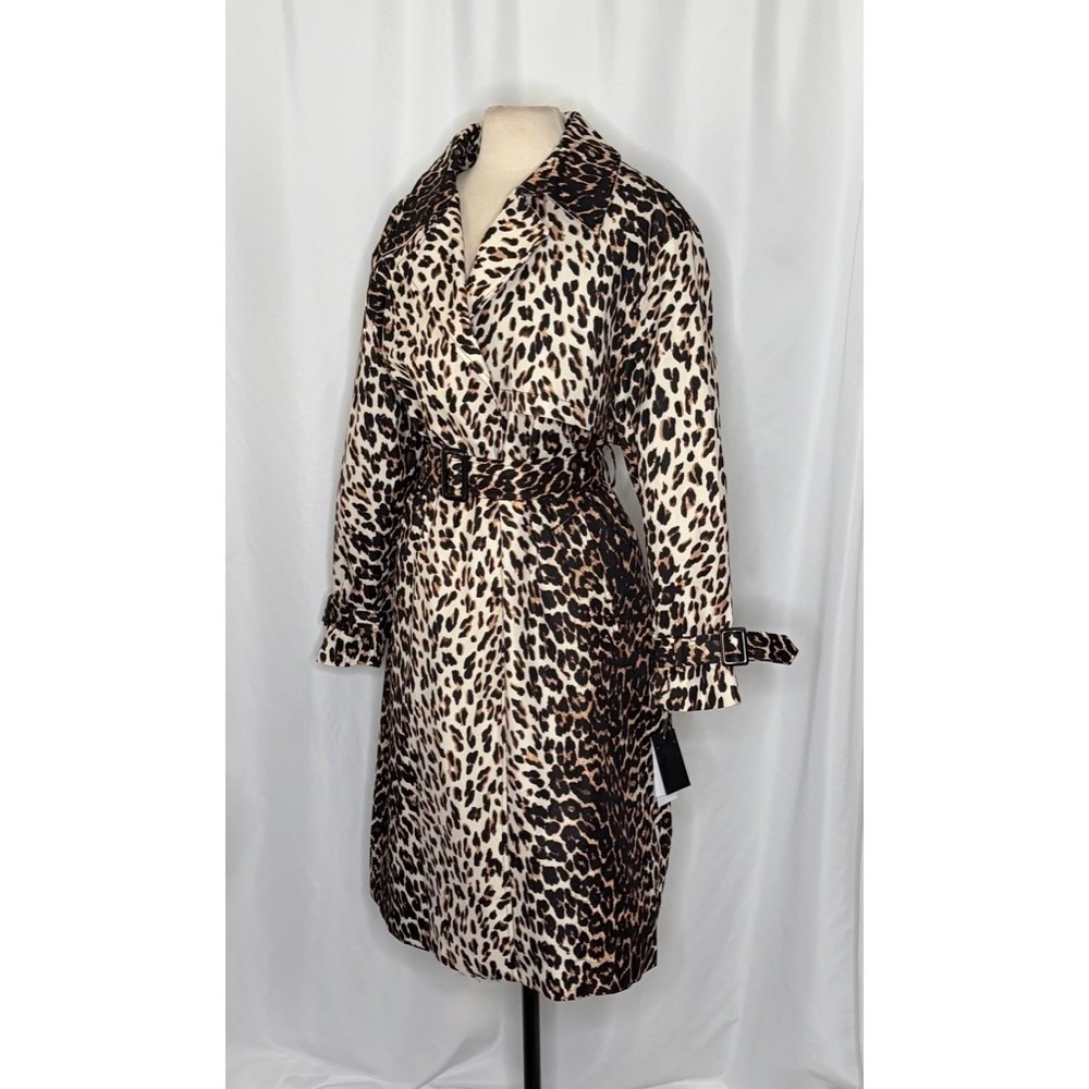 NWT!! KATE SPADE New York Leopard Belted Longline Double Breasted Trench Coat XL - Picture 6 of 16